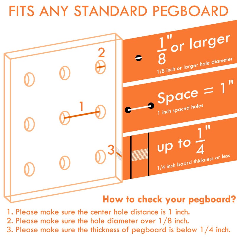 G.CORE 2 Pack Large Pegboard Baskets  Metal Shelves Hooks to 1/8"" 1/4"" Peg Boards  Peg Board Baskets Bins Set - Organize Tools Workbench Accessories Garage Storage Wall Mount Organizer Attachments - Image 4